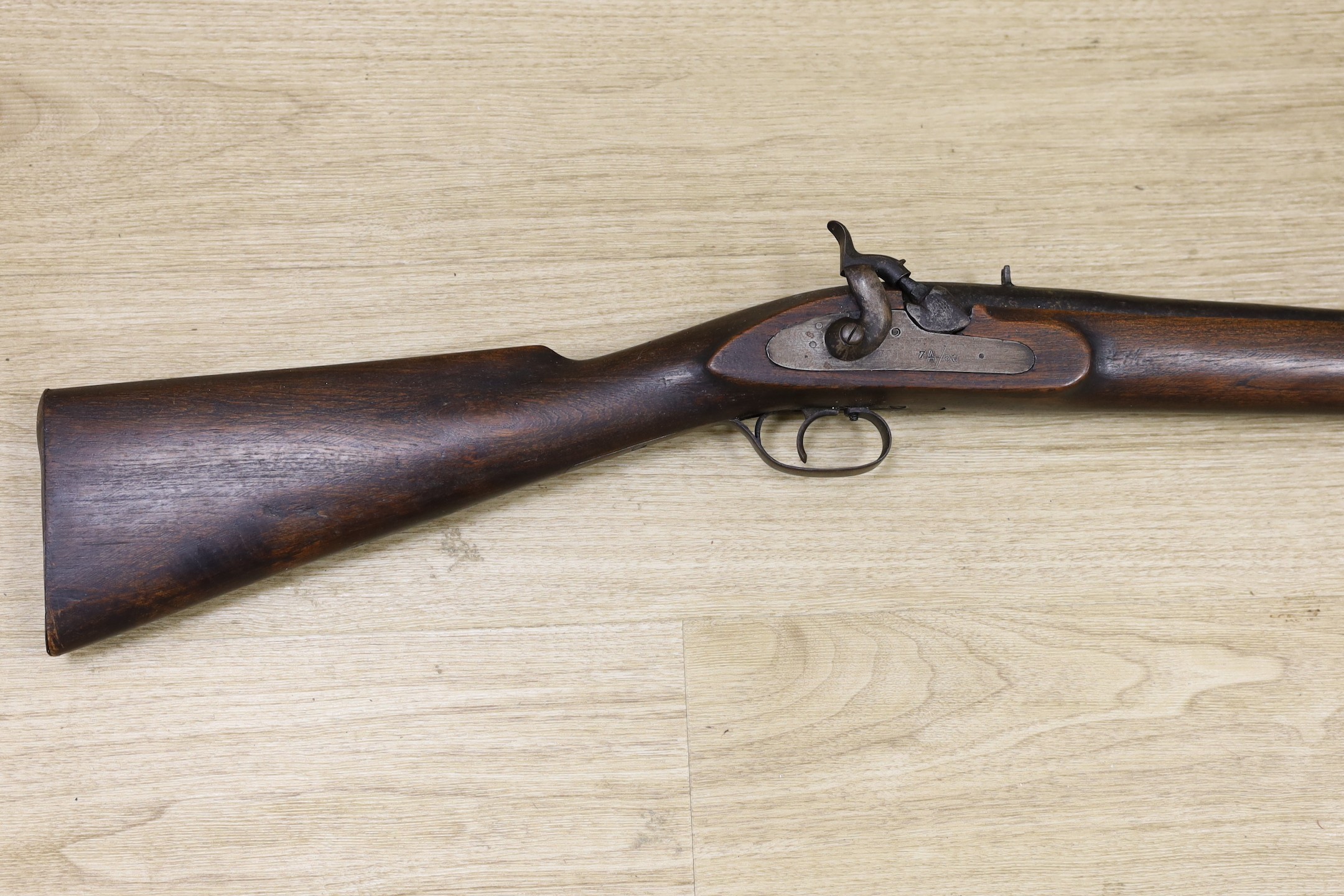 A percussion cap rifle, 136cm long